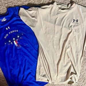 Men’s UnderArmour T-Shirt Bundle Blue Air Force AS & Gold Compression AXL